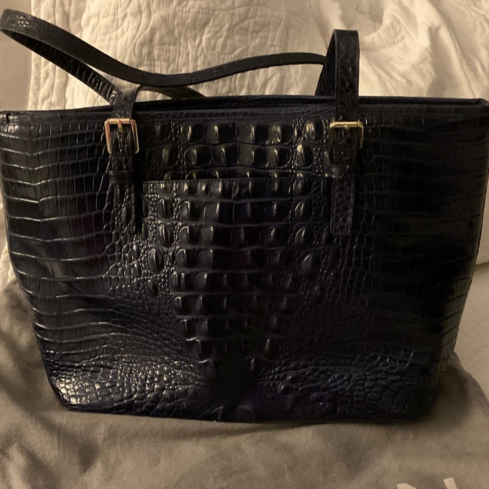 Navy Brahmin Medium Asher-Ink Leather tote - Picture 5 of 7